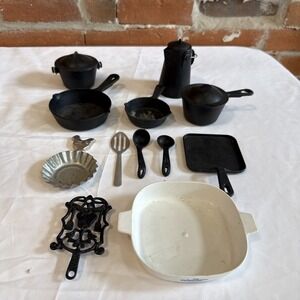 Chilton Toys Faux Cast Iron Pots & Pans - Griddle, Dutch Oven, Corning Wear